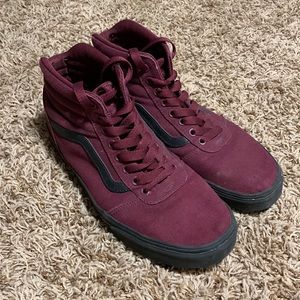 Vans high tops, red, mens 10